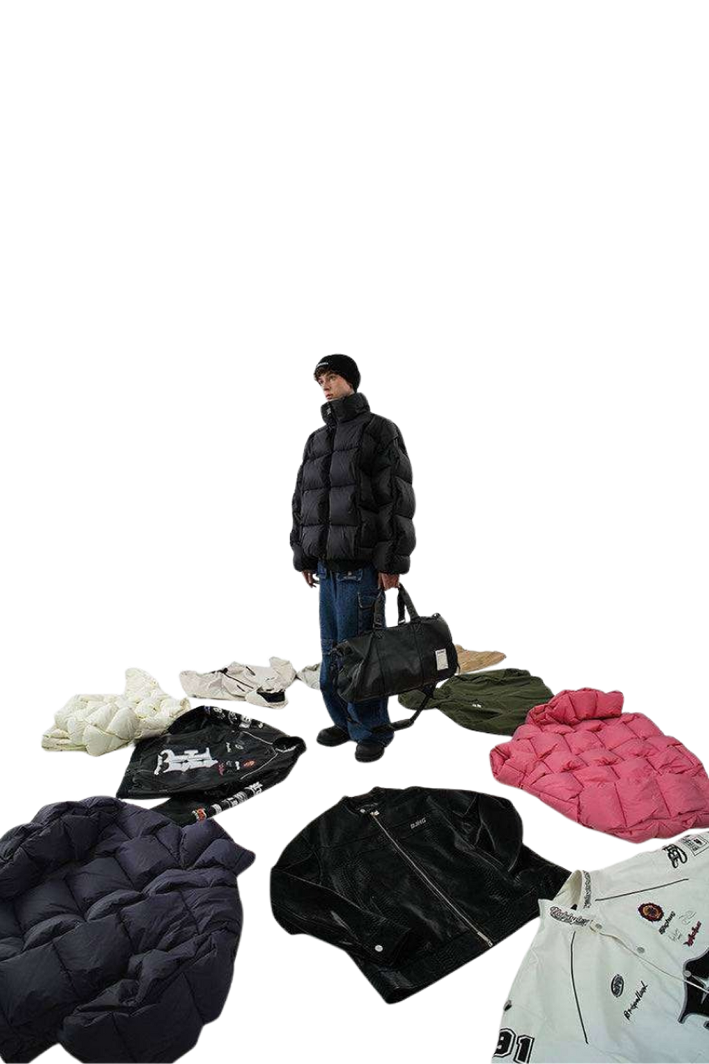 Diagramm-Pufferjacke - Schwarz