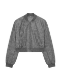 Light Grey - EuroEdge Faux-Leather Bomber - Light Grey